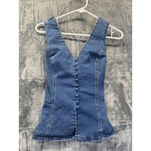 Emerson Lang Denim Halter Top Size Medium Button Up Jean
